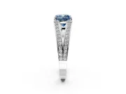 Split Shank Engagement Ring Setting for Fancy Blue Cushion Cut Center with Pave Split Shank and Prong Head in White Gold