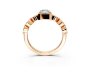 Vintage Station Engagement Ring Setting for Emerald Cut Center with Accents and Prong Head in Rose Gold