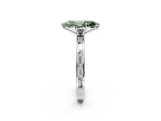 Solitaire Engagement Ring Setting for Fancy Green Marquise Center with Channel Baguette Band and Prong Head in White Gold