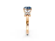 Floral Engagement Ring Setting for Fancy Blue Round Cut Center with Marquise Cluster Shoulders and Prong Head in Rose Gold