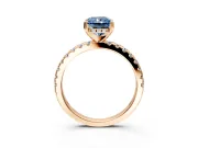 Solitaire Engagement Ring Setting for Fancy Blue Radiant Cut Center with Band of Accents and Prong Head in Rose Gold