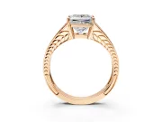 Split Shank Engagement Ring Setting for Princess Cut Center with Pave Split Shank and Prong Head in Rose Gold