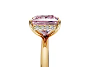 Solitaire Engagement Ring Setting for Fancy Pink Princess Cut Center with Plain Band, Open Basket and Prong Head in Yellow Gold