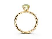 Hidden Halo Engagement Ring Setting for Fancy Yellow Cushion Cut Center with Thin Rounded Band and Prong Head in Yellow Gold