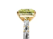 Baguette Engagement Ring Setting for Fancy Yellow Radiant Cut Center with Alternating Bar-Set Band and Prong Head in Yellow Gold