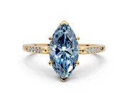 Solitaire Engagement Ring Setting for Fancy Blue Marquise Center with Channel Accents and Prong Head in Yellow Gold
