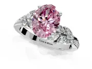Solitaire Engagement Ring Setting for Fancy Pink Oval Center with Marquise Accent Twist Band and Prong Head in Sterling Silver