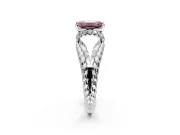 Halo Engagement Ring Setting for Fancy Pink Emerald Cut Center with Rope Twist Split Shank and Prong Head in Platinum