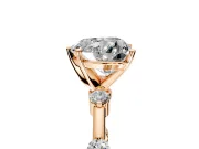 Solitaire Engagement Ring Setting for Heart-Shaped Center with Bezel Station Band and Prong Head in Rose Gold