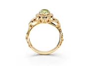 Halo Engagement Ring Setting for Fancy Yellow Marquise Center with Open Scroll Shoulders and Prong Head in Yellow Gold