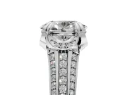 Solitaire Engagement Ring Setting for Oval Center with Accented Split Shank and Prong Head in Platinum
