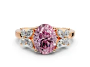 Floral Engagement Ring Setting for Fancy Pink Oval Center with Marquise Cluster Shoulders and Prong Head in Rose Gold