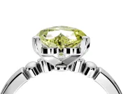 Solitaire Engagement Ring Setting for Fancy Yellow Heart-Shaped Center with Beaded Shoulders and Prong Head in Sterling Silver