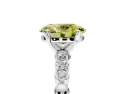 Solitaire Engagement Ring Setting for Fancy Yellow Oval Center with Bezel-Dot Beaded Band and Prong Head in White Gold