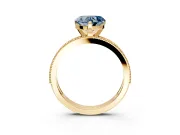 Milgrain Pave Engagement Ring Setting for Fancy Blue Heart-Shaped Center with Accent Band and Prong Head in Yellow Gold