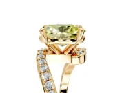 Solitaire Engagement Ring Setting for Fancy Yellow Oval Center with Pave Bypass Swirl Band and Prong Head in Yellow Gold