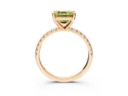 Solitaire Engagement Ring Setting for Fancy Yellow Asscher Cut Center with Fine Pave Narrow Band and Prong Head in Rose Gold