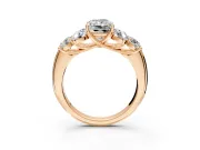 Cluster Engagement Ring Setting for Radiant Cut Center with Round Cut Accent Frame and Prong Head in Rose Gold
