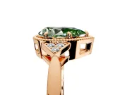Cluster Engagement Ring Setting for Fancy Green Pear-Shaped Center with Milgrain Shoulder Clusters and Prong Head in Rose Gold