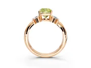 Solitaire Engagement Ring Setting for Fancy Yellow Cushion Cut Center with Grooved Bar Accent Band and Prong Head in Rose Gold