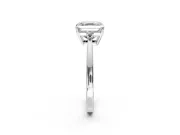 3 Stone Engagement Ring Setting for Asscher Cut Center with Low-Set Round Cut Accents and Prong Head in Platinum