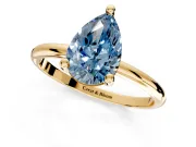 Minimalist Solitaire Engagement Ring Setting for Fancy Blue Pear-Shaped Center with Thin Band and Prong Head in Yellow Gold