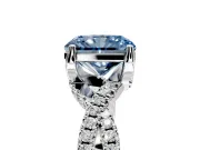Solitaire Engagement Ring Setting for Fancy Blue Radiant Cut Center with Narrow Twist Pave Band and Prong Head in Platinum