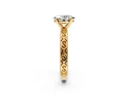 Solitaire Engagement Ring Setting for Oval Center with Scrollwork Band and Prong Head in Yellow Gold