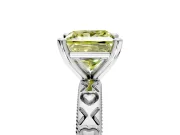 Solitaire Engagement Ring Setting for Fancy Yellow Princess Cut Center with XO Engraved Band and Prong Head in Platinum