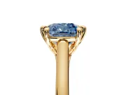 Solitaire Engagement Ring Setting for Fancy Blue Cushion Cut Center with Cathedral Band and Prong Head in Yellow Gold