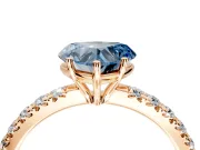 Solitaire Engagement Ring Setting for Fancy Blue Heart-Shaped Center with Large Accent Band and Prong Head in Rose Gold