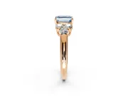 Cluster Engagement Ring Setting for Fancy Blue Asscher Cut Center with Round Cut Accent Frame and Prong Head in Rose Gold