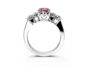5 Stone Engagement Ring Setting for Fancy Pink Cushion Cut Center with Equal Close-Set Accents and Prong Head in Sterling Silver