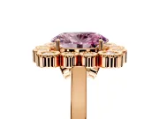 Cluster Halo Engagement Ring Setting for Fancy Pink Oval Center with Milgrain Bezel Accents and Prong Head in Rose Gold
