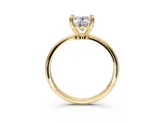 Minimalist Solitaire Engagement Ring Setting for Oval Center with Thin Band and Prong Head in Yellow Gold