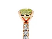 Solitaire Engagement Ring Setting for Fancy Yellow Cushion Cut Center with Fine Pave Band and Claw Prong Head in Rose Gold