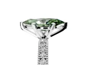 Solitaire Engagement Ring Setting for Fancy Green Marquise Center with Milgrain-Edged Pave Band and Prong Head in Platinum