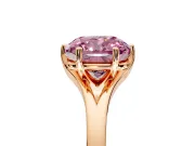 Solitaire Engagement Ring Setting for Fancy Pink Cushion Cut Center with Plain Split Shank and Prong Head in Rose Gold