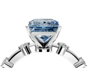 Solitaire Engagement Ring Setting for Fancy Blue Princess Cut Center with Bezel Station Band and Prong Head in Platinum