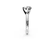 Solitaire Engagement Ring Setting for Heart-Shaped Center with Wire Band and Prong Head in Platinum