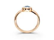 Solitaire Engagement Ring Setting for Fancy Blue Pear-Shaped Center with Wide Band and Bezel Head in Rose Gold