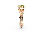 Solitaire Engagement Ring Setting for Fancy Yellow Pear-Shaped Center with Pave and Plain Crossover Band and Prong Head in Rose Gold