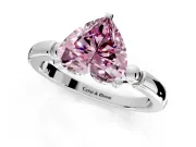 Solitaire Engagement Ring Setting for Fancy Pink Heart-Shaped Center with Beaded Shoulders and Prong Head in Sterling Silver