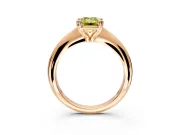 Solitaire Engagement Ring Setting for Fancy Yellow Emerald Cut Center with Reverse Tapered Band and Prong Head in Rose Gold