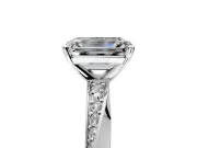 Side Accent Engagement Ring Setting for Emerald Cut Center with Accent Shoulders and Prong Head in White Gold