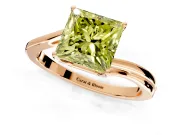 Solitaire Engagement Ring Setting for Fancy Yellow Princess Cut Center with Plain Bypass Twist Band and Prong Head in Rose Gold