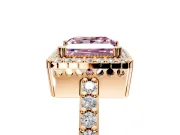 Halo Engagement Ring Setting for Fancy Pink Princess Cut Center with Inner Milgrain Border and Prong Head in Rose Gold