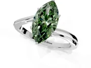 Solitaire Engagement Ring Setting for Fancy Green Marquise Center with Plain Bypass Twist Band and Prong Head in Platinum