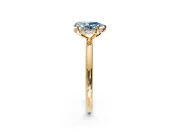 Solitaire Engagement Ring Setting for Fancy Blue Pear-Shaped Center with Plain Band, Open Basket and Prong Head in Yellow Gold