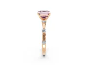 Solitaire Engagement Ring Setting for Fancy Pink Asscher Cut Center with Bezel Station Band and Prong Head in Rose Gold